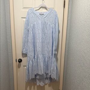 Crown & Ivy Light Blue Eyelet Blouse